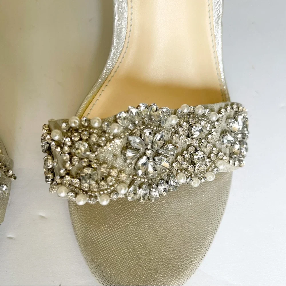 Betsey Johnson Silver Heels with Pearls